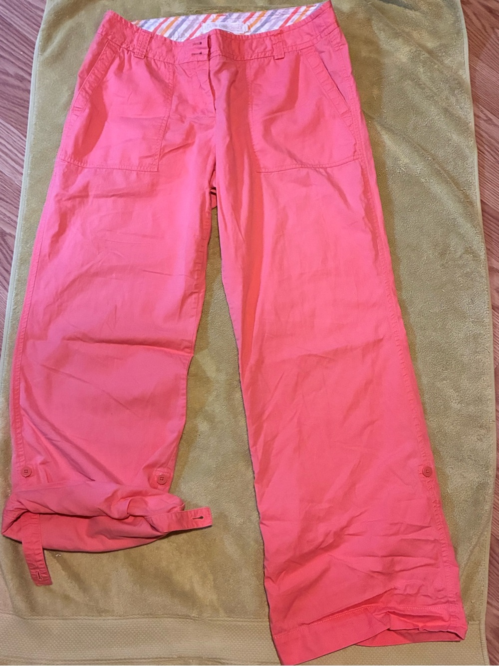 J. Crew Coral Capris with Tab Hems